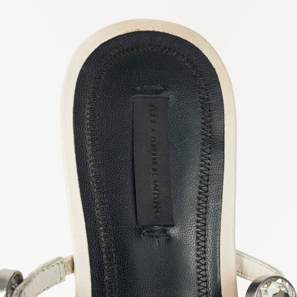 Alexander Wang Amelia White Crystal-Studded Cage Mules - Picture 9 of 9